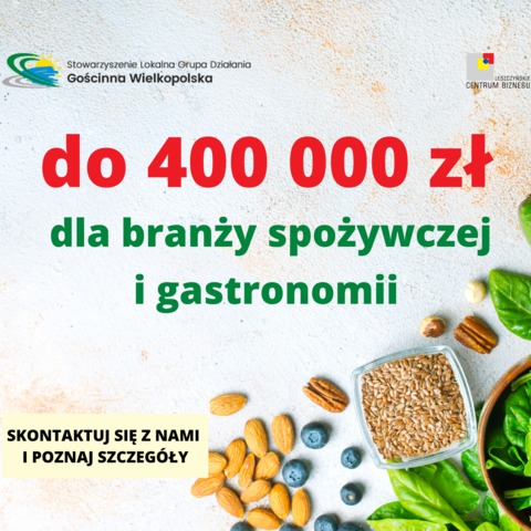 Do 400 000 zł dla branży spożywczej i gastronomii