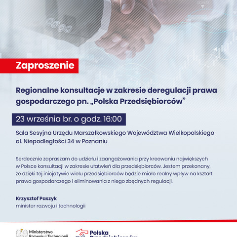 Zaproszenie na konsultacje dot. deregulacji prawa gospodarczego