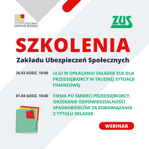 ZUS zaprasza na szkolenia online